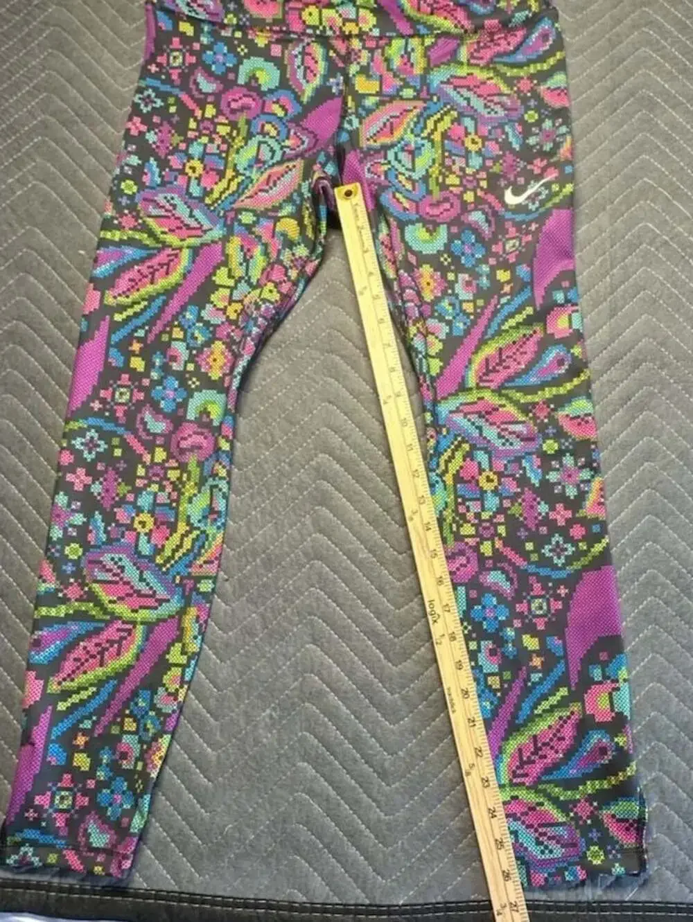 Nike Multicolor Floral Pixel Print Leggings - Pink, Green, Blue, Yellow